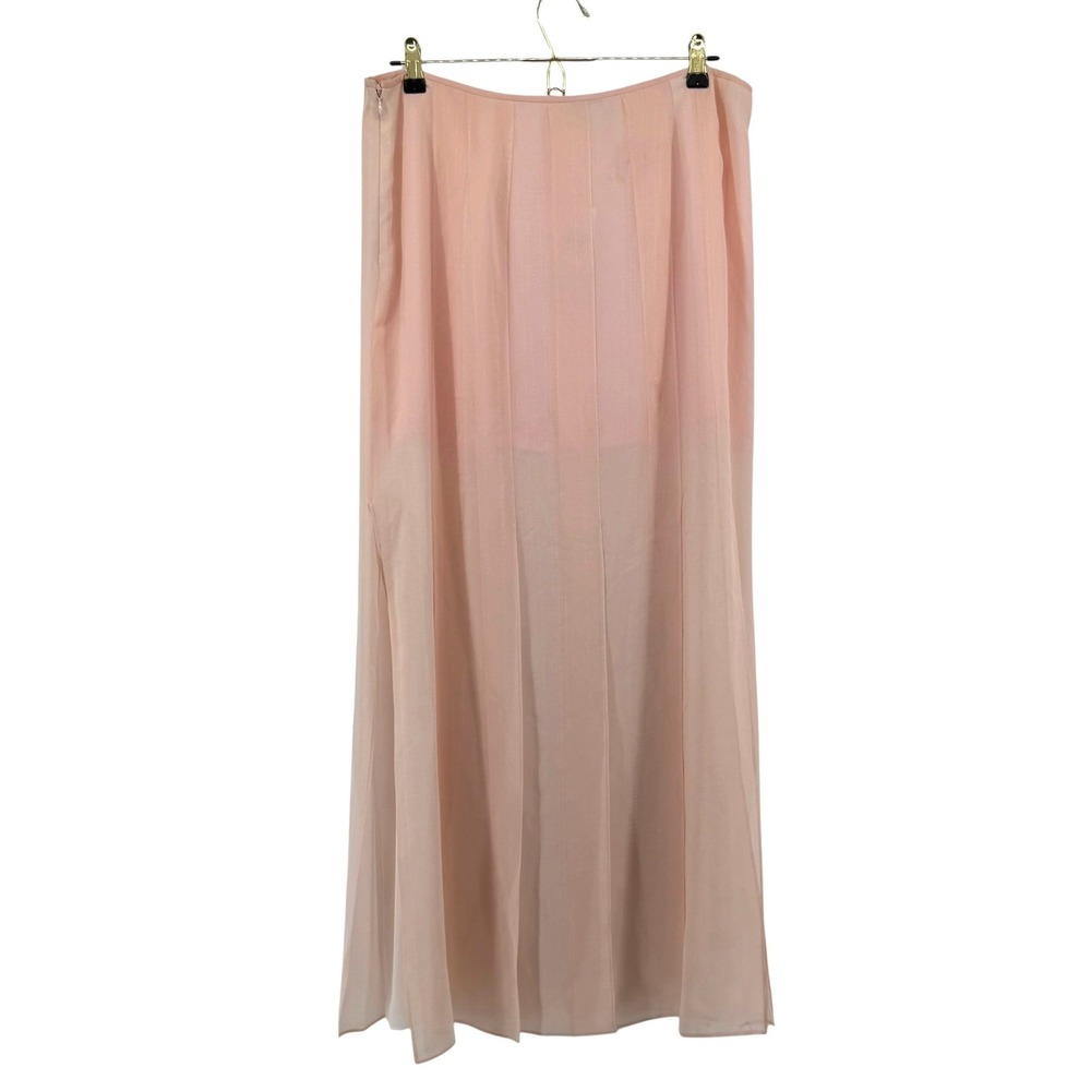 Magaschoni Silk Maxi Skirt Womens 12 Pink Pleated Panels Lined Candy Combo NWT - Picture 2 of 13